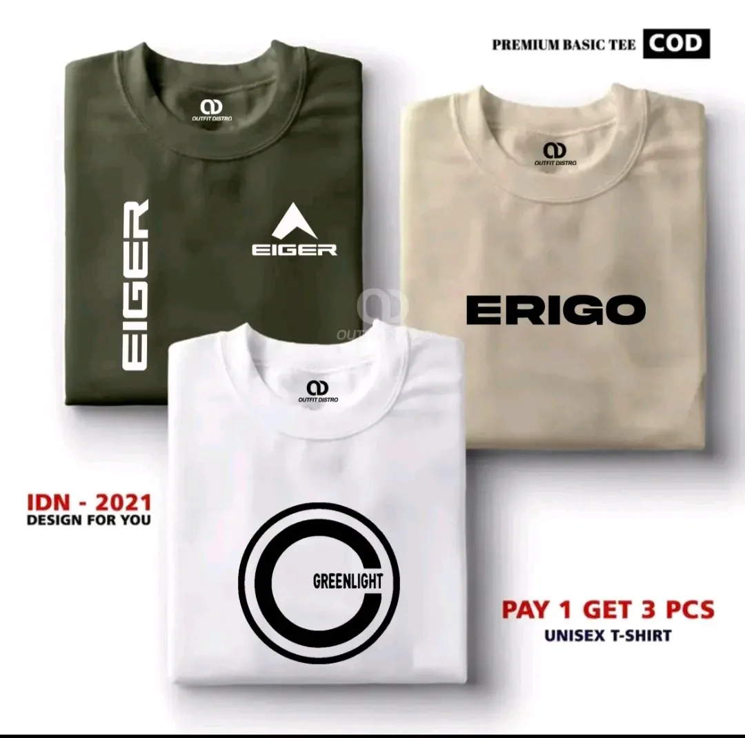 Kaos pria distro, beli 1 dapat 3